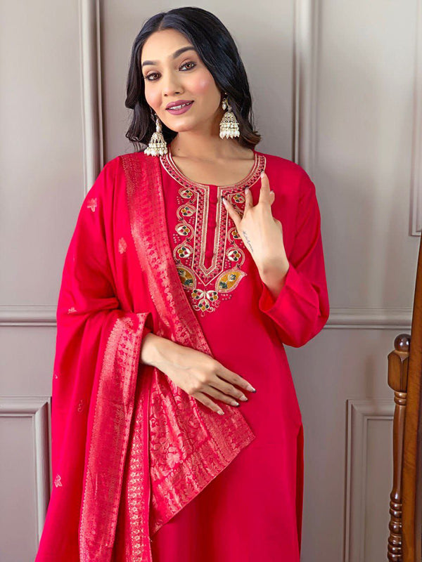 Embrace Elegance This Festive Season Viscose Chanderi Suit Set