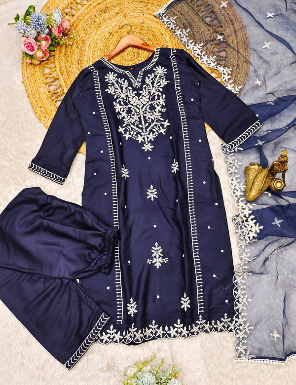 Embroidered 3-Piece Suit Set